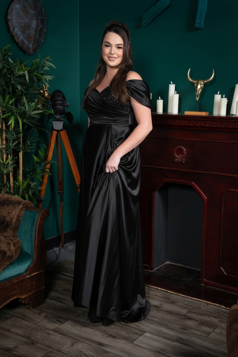 One-Shoulder Drape A-Line Evening Gown