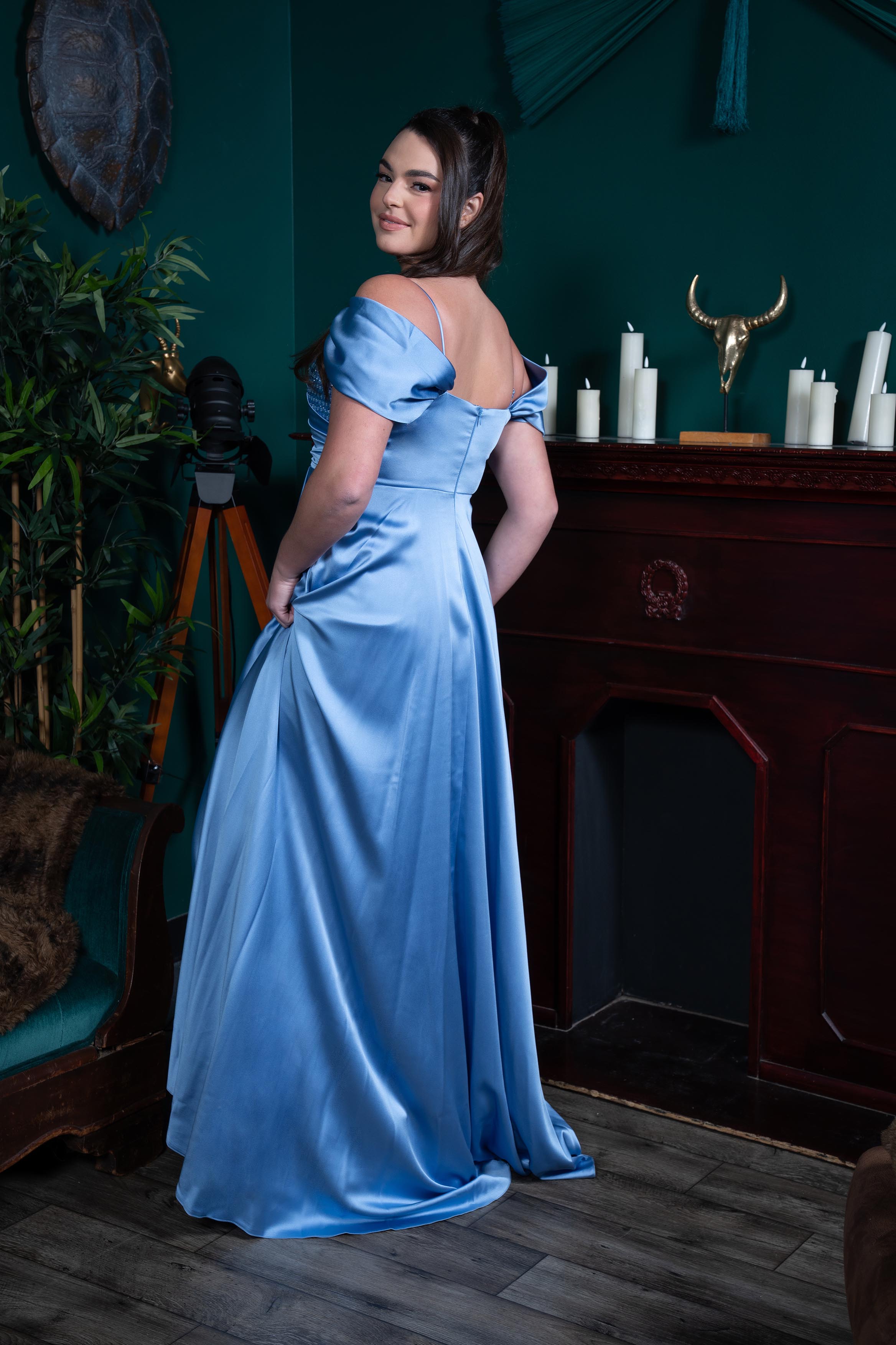 One-Shoulder Drape A-Line Evening Gown