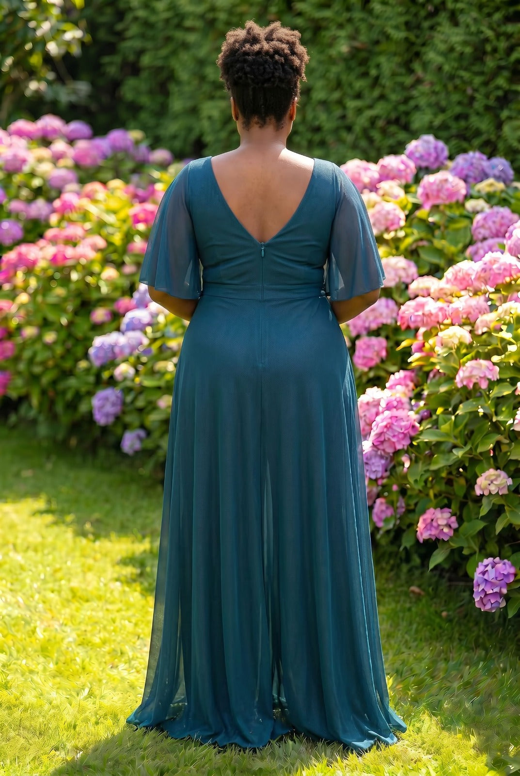 Draped Overlay Wide-Leg Jumpsuit PETROL BLUE