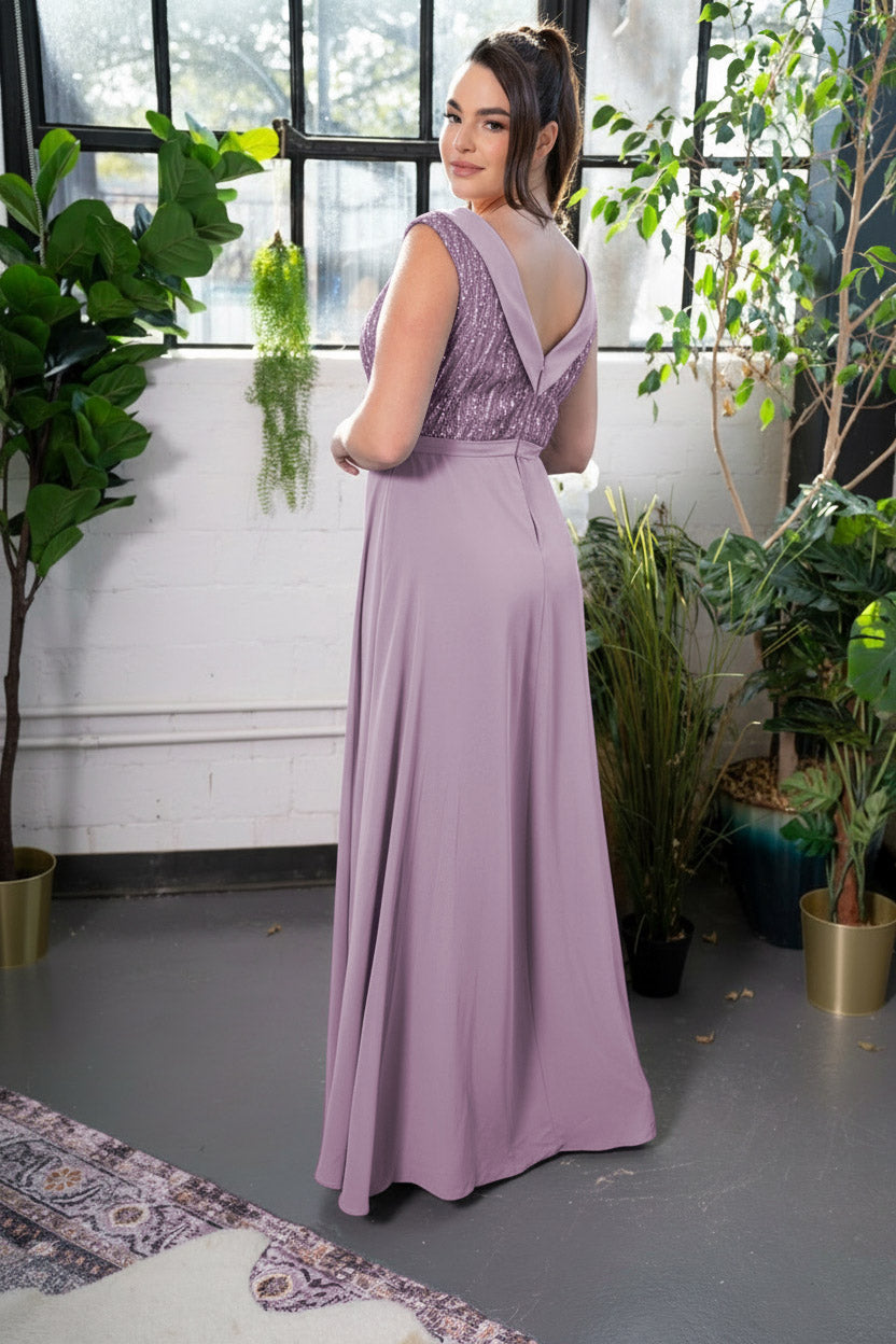 Embellished Boatneck Overlay Jumpsuit Franch purple