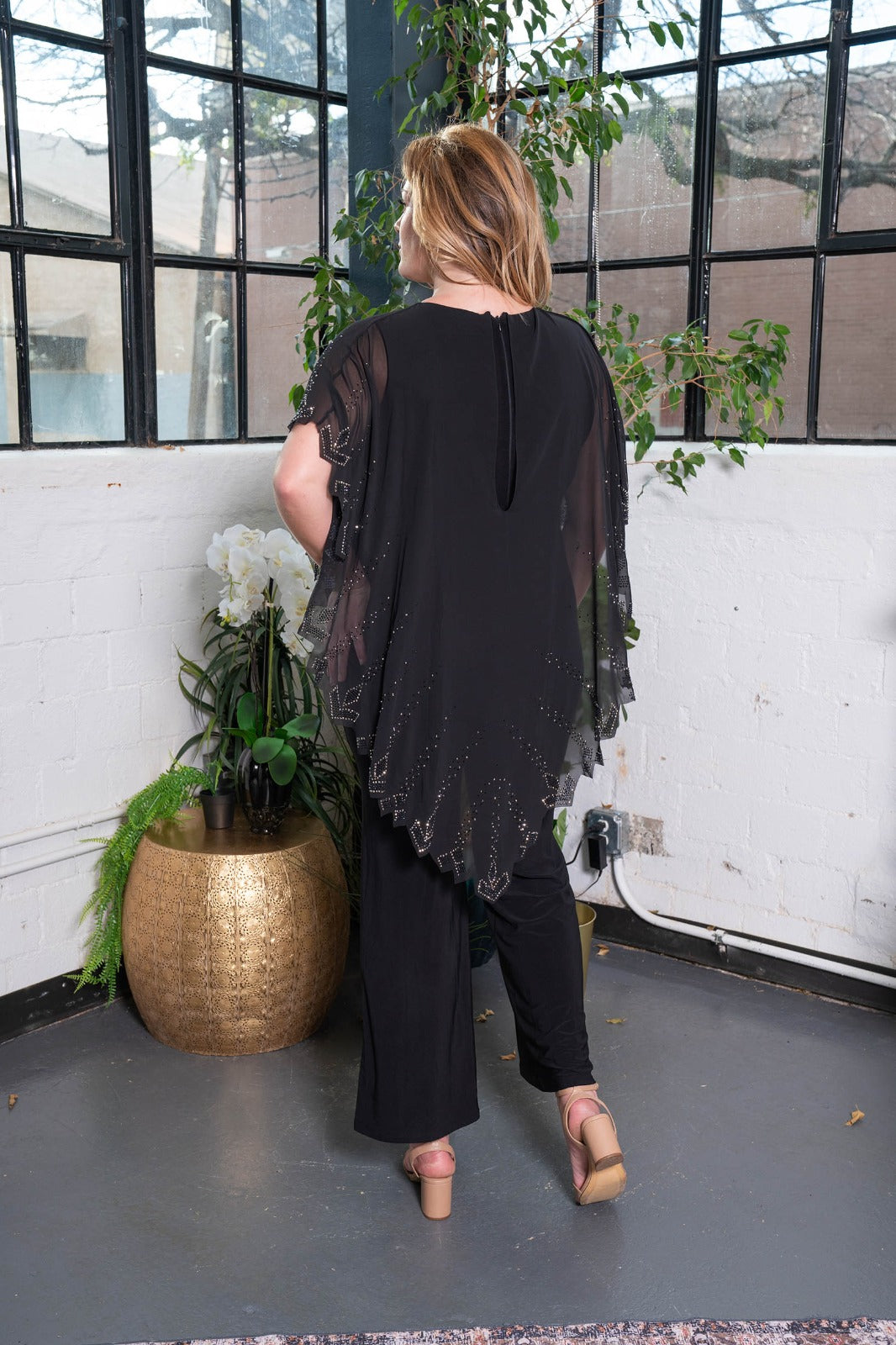Flowing Chiffon Overlay Jumpsuit black