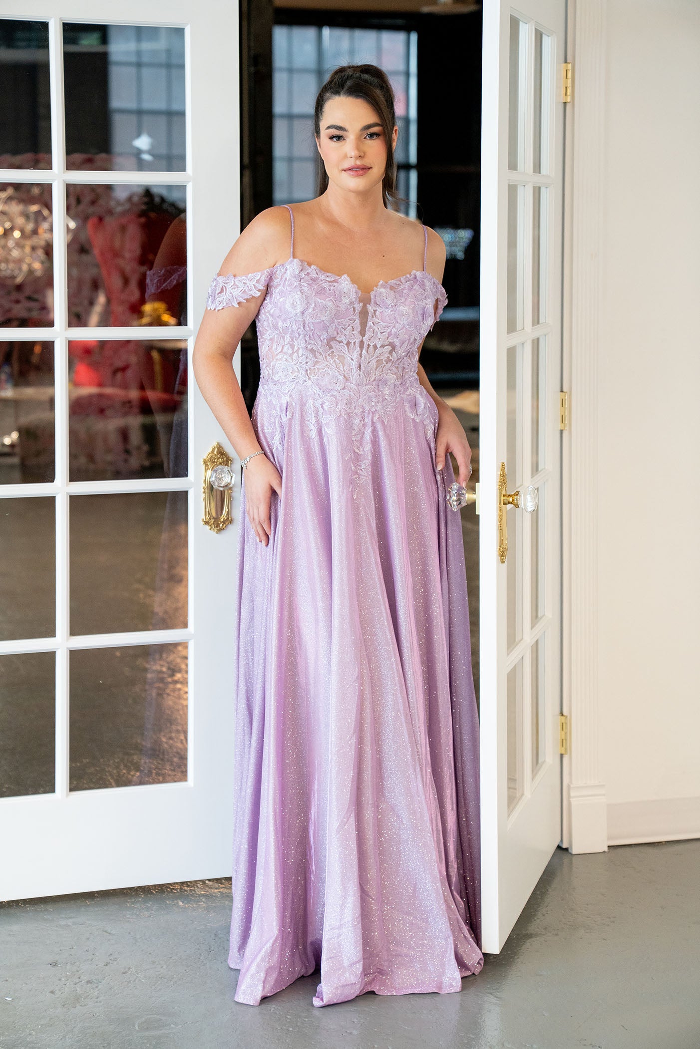 Lace Corset Glitter A-Line lilach