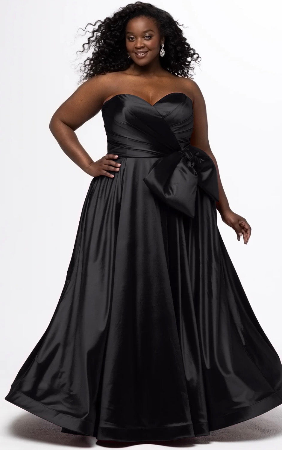 Satin Bow Ballgown Black