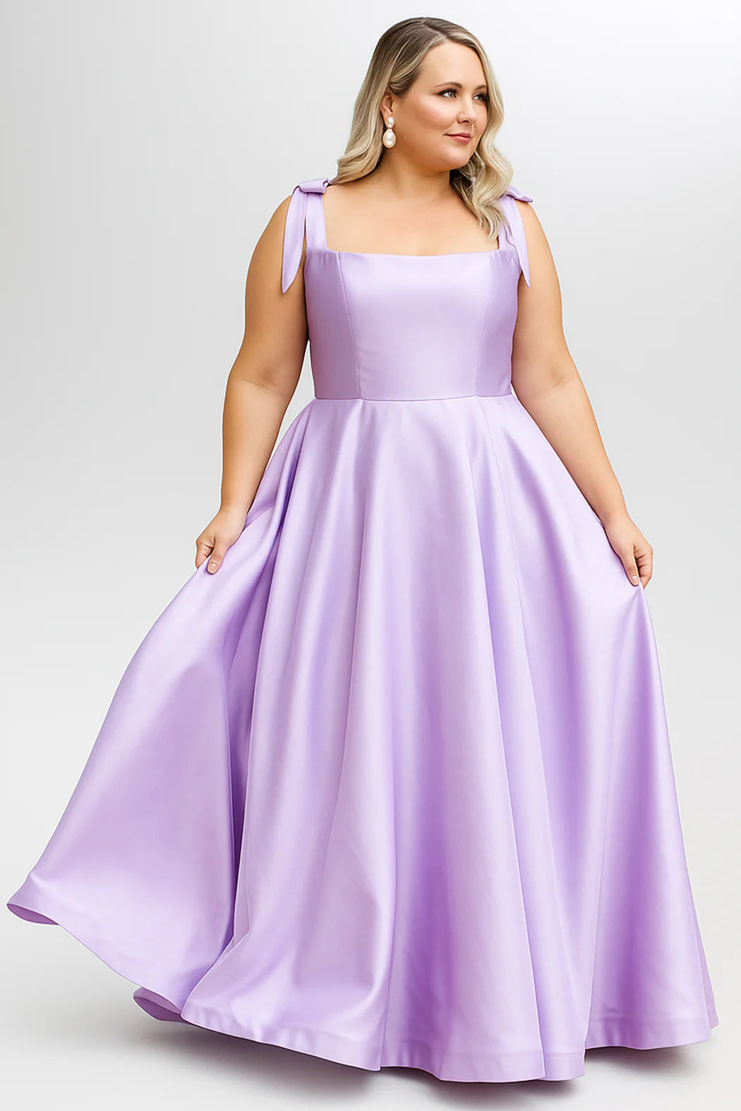 Square-Neck Bow-Strap Ballgown Lilach