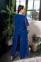 Asymmetric Cape Overlay Jumpsuit Royal blue
