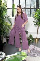 Asymmetric Cape Overlay Jumpsuit French purple