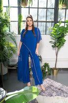 Asymmetric Cape Overlay Jumpsuit Royal blue