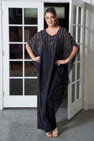 Beaded Caftan Sleeve Maxi Black
