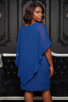Beaded Neck Overlay Dress ROYAL BLUE 