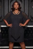 Beaded_Neck_Overlay_Dress BLACK