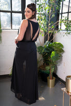 Chain Trim Plunging Drape Jumpsuit