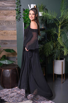 Cold-Shoulder Beaded Chiffon Gown