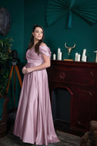 One-Shoulder Drape A-Line Evening Gown