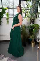 Embellished Boatneck Overlay Jumpsuit Hunter green