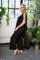 Embellished Sleeve Cape Jumpsuit Black