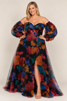 Floral Tulle Plus Size Maxi Dress ‏floral