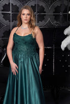 Lace Bodice Satin Ballgown Hunter green