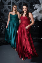 Lace Bodice Satin Ballgown