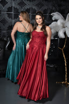 Lace Bodice Satin Ballgown