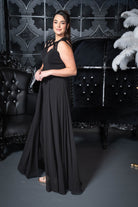 Lattice Neck Gown-Effect Jumpsuit