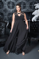 Lattice Neck Gown-Effect Jumpsuit