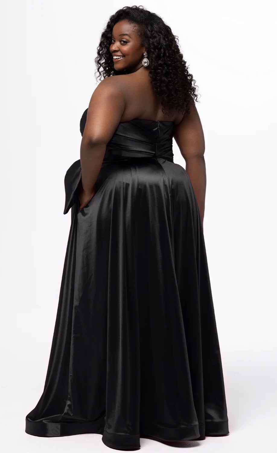 Satin Bow Ballgown Black