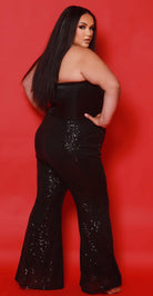 Sequin Blazer Three-Piece Set Black