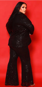 Sequin Blazer Three-Piece Set Black