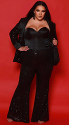 Sequin Blazer Three-Piece Set Black