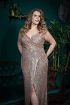 Sequin Wrap Midi Sheath rose gold