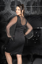 Shimmer Cape Sleeve Midi Dress black