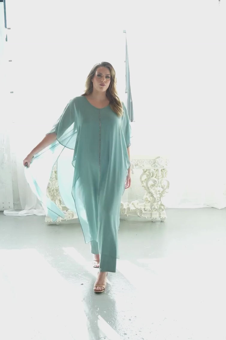 Rhinestone Trim Chiffon Cape