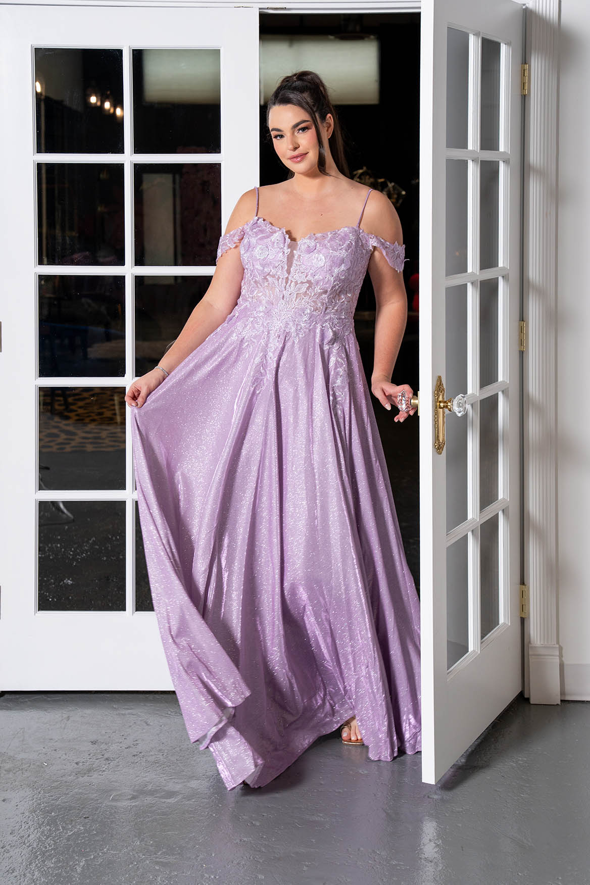 Lace Corset Glitter A-Line lilach