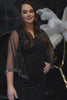Shimmer Cape Sleeve Midi Dress black